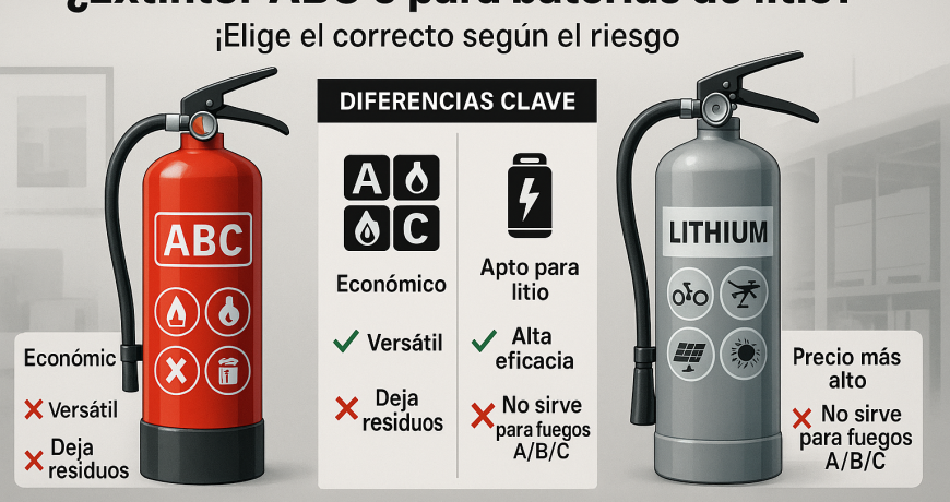 ¿Comprar extintor ABC o comprar extintor para baterías de litio?